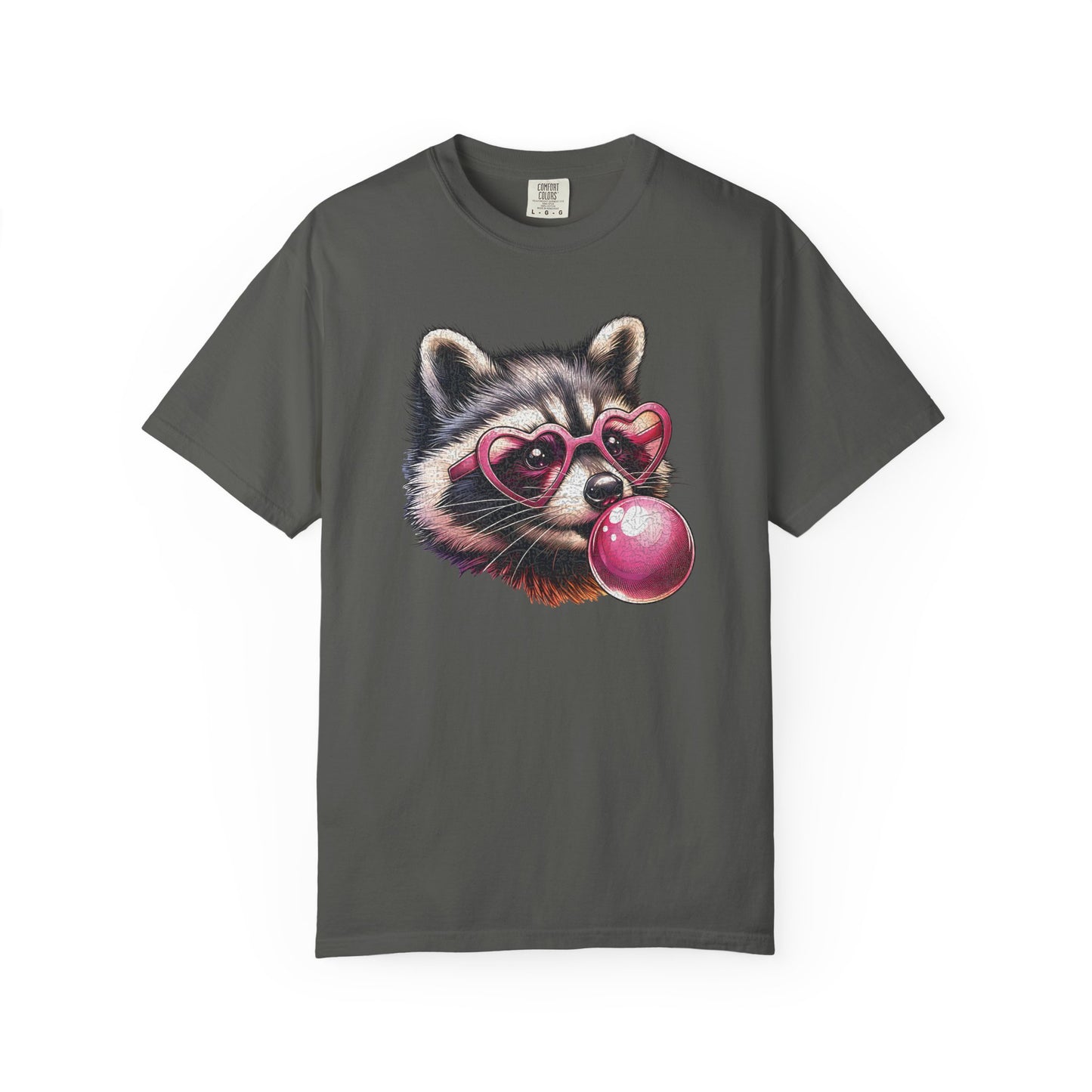 Cute Bubblegum Raccoon with Heart Sunglasses T-shirt