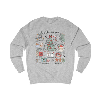 Cozy Holiday Doodle graphic Sweatshirt, Unisex Christmas Sweatshirt, Festive Gift, Seasonal Wear, Cute Winter Style
