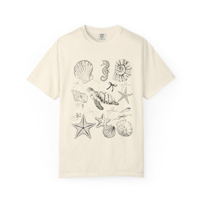 Beach Seashell Graphic T-shirt, Unisex Summer Tee, Ocean Vibes Shirt, Seashell Lover Gift, Casual Beachwear, Sea Life T-Shirt