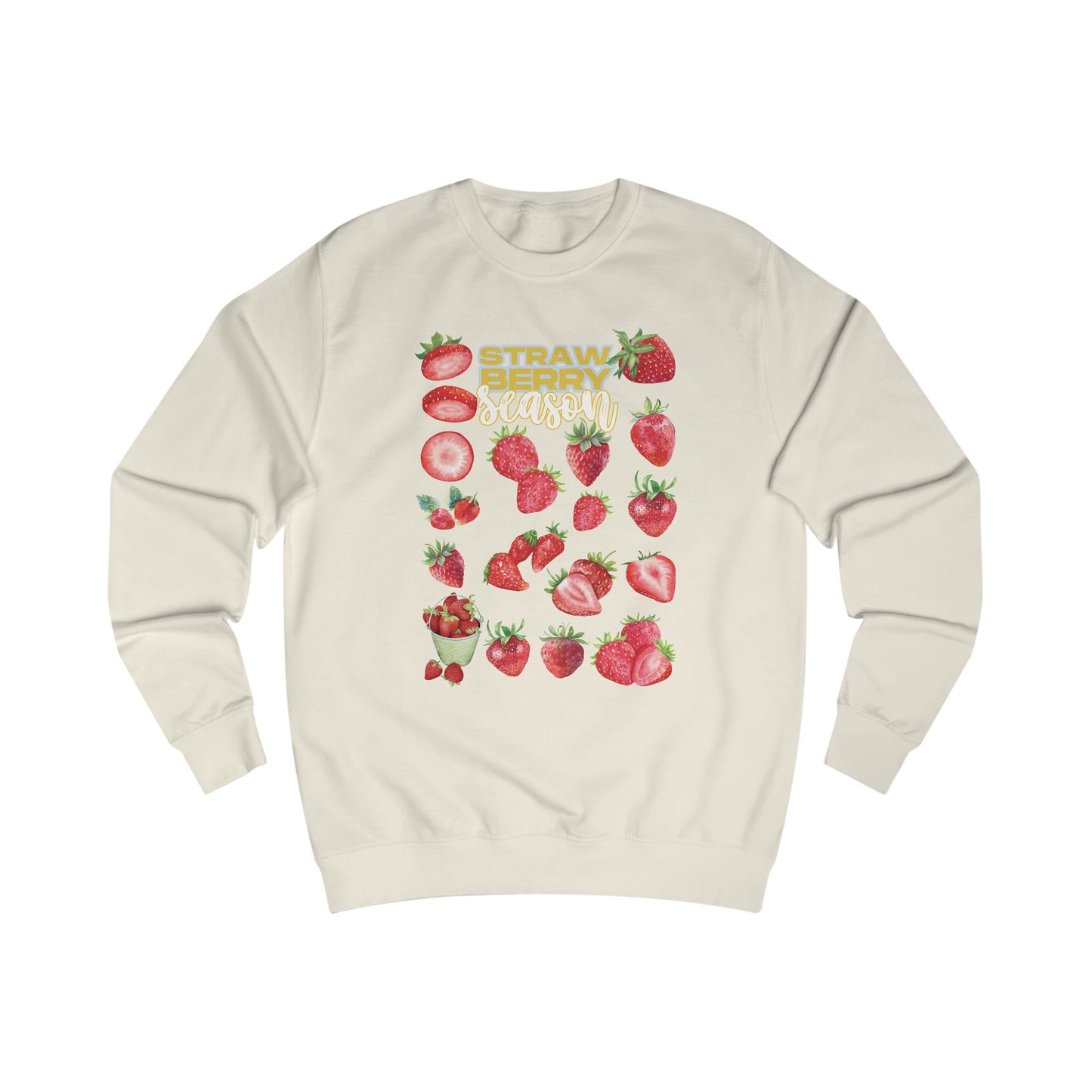 Strawberry Season Unisex Sweatshirt, Cozy Fruit Design Top, Spring Fashion, Gift for Food Lovers, Strawberry Lover Sweatshirt