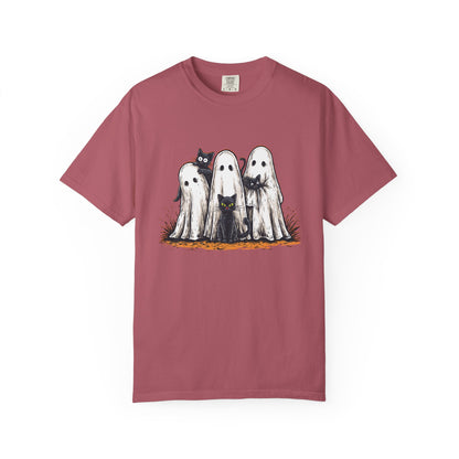 Cute Ghostly Friends T-Shirt - Vintage Style Graphic Halloween Tee