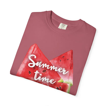Summer Time Watermelon T-Shirt, Vacation Wear, Unisex Casual Tee, Beach Day Outfit, Gifts for Summer Lovers