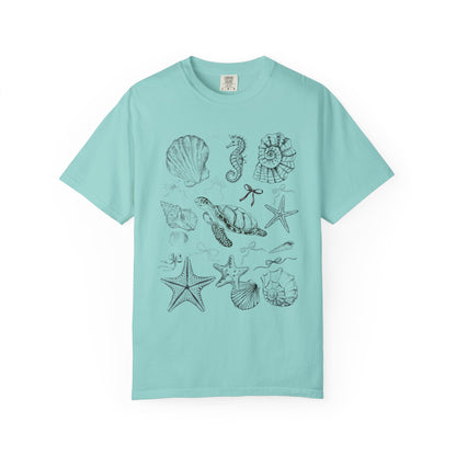 Beach Seashell Graphic T-shirt, Unisex Summer Tee, Ocean Vibes Shirt, Seashell Lover Gift, Casual Beachwear, Sea Life T-Shirt
