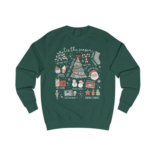 Festive Holiday Christmas Doodle Graphic Sweatshirt, Cozy Christmas Sweater, Unisex Pullover, Seasonal Apparel, Gift for Him/Her, Merry and Bright