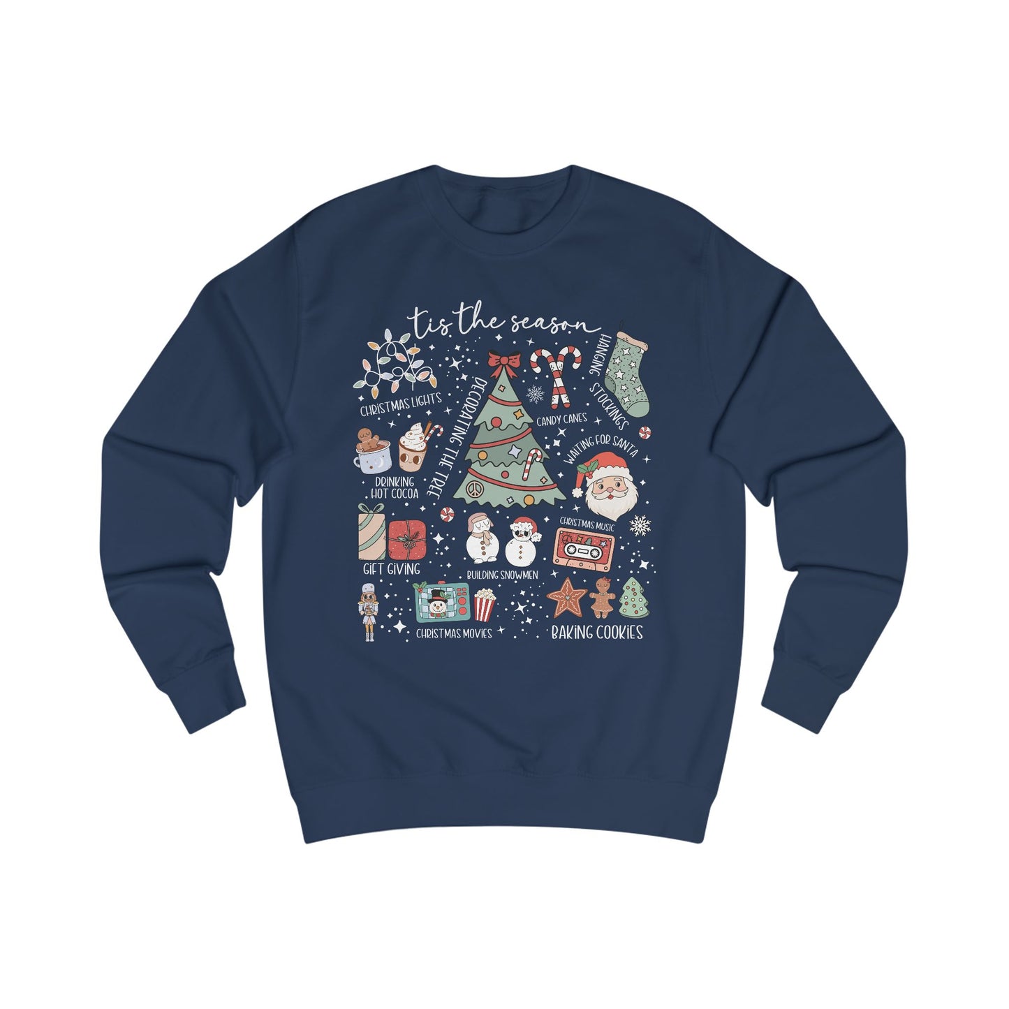 Festive Holiday Christmas Doodle Graphic Sweatshirt, Cozy Christmas Sweater, Unisex Pullover, Seasonal Apparel, Gift for Him/Her, Merry and Bright