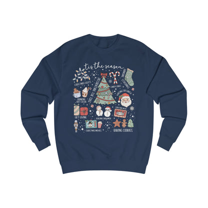 Festive Holiday Christmas Doodle Graphic Sweatshirt, Cozy Christmas Sweater, Unisex Pullover, Seasonal Apparel, Gift for Him/Her, Merry and Bright