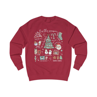 Festive Holiday Christmas Doodle Graphic Sweatshirt, Cozy Christmas Sweater, Unisex Pullover, Seasonal Apparel, Gift for Him/Her, Merry and Bright