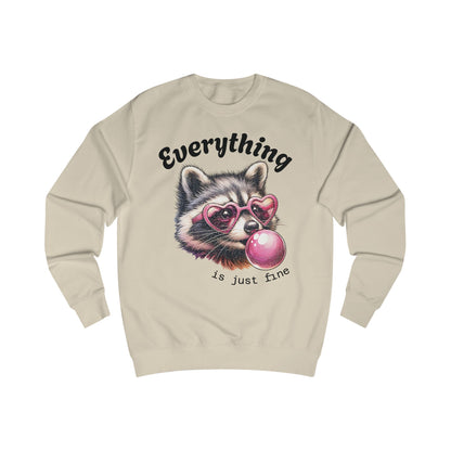 Cute Bubblegum Raccoon Sweatshirt - Everything is Just Fine, Cute Sweatshirt, Animal Lover Gift, Fun Casual Wear, Funny Apparel, Cozy Unisex [...]