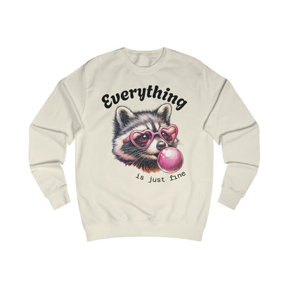 Cute Bubblegum Raccoon Sweatshirt - Everything is Just Fine, Cute Sweatshirt, Animal Lover Gift, Fun Casual Wear, Funny Apparel, Cozy Unisex [...]