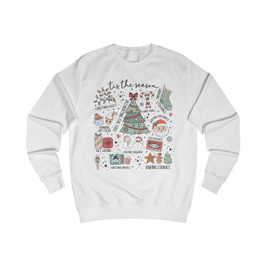 Cozy Holiday Doodle graphic Sweatshirt, Unisex Christmas Sweatshirt, Festive Gift, Seasonal Wear, Cute Winter Style