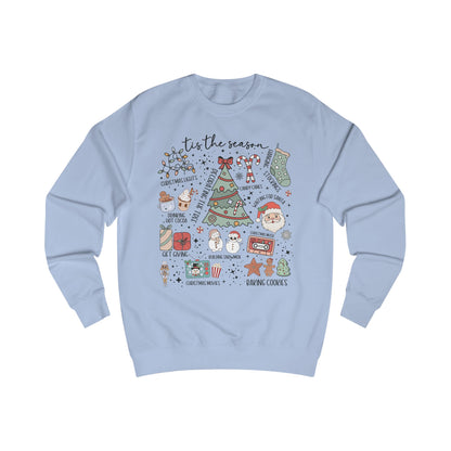 Cozy Holiday Doodle graphic Sweatshirt, Unisex Christmas Sweatshirt, Festive Gift, Seasonal Wear, Cute Winter Style