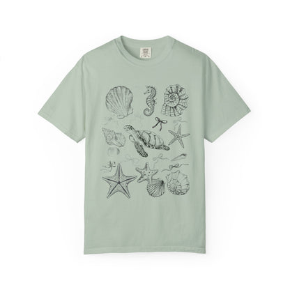 Beach Seashell Graphic T-shirt, Unisex Summer Tee, Ocean Vibes Shirt, Seashell Lover Gift, Casual Beachwear, Sea Life T-Shirt