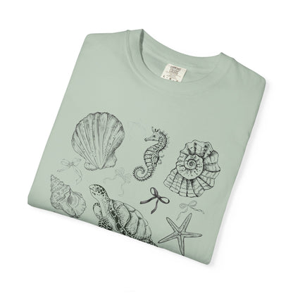 Beach Seashell Graphic T-shirt, Unisex Summer Tee, Ocean Vibes Shirt, Seashell Lover Gift, Casual Beachwear, Sea Life T-Shirt