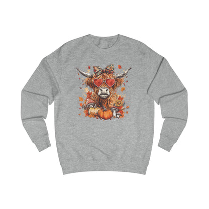 Autumn Vibes Highland Cow Unisex Sweatshirt, Cozy Fall Sweater, Harvest Fashion, Unique Gift, Halloween Apparel, Pumpkin Sweatshirt