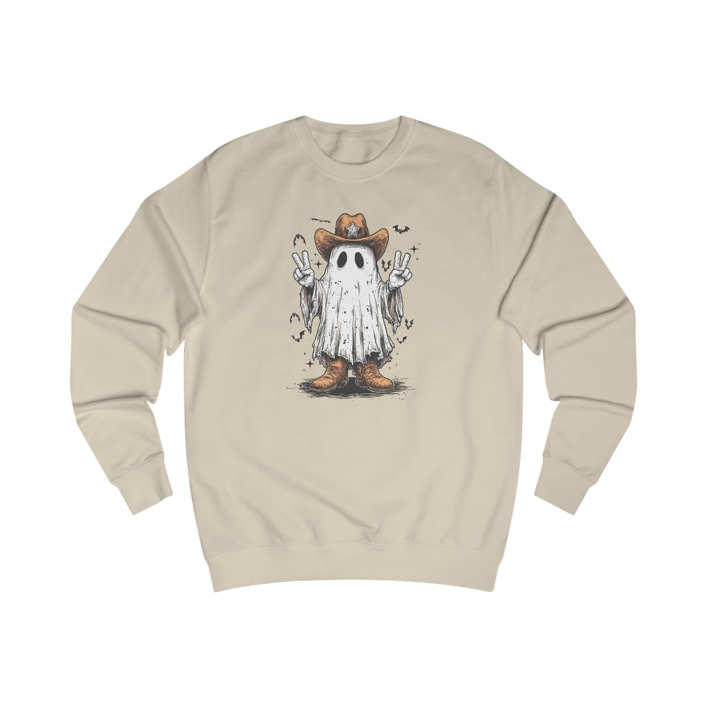 Ghostly Peace Cowboy Unisex Sweatshirt, Halloween Attire, Cozy Fall Fashion