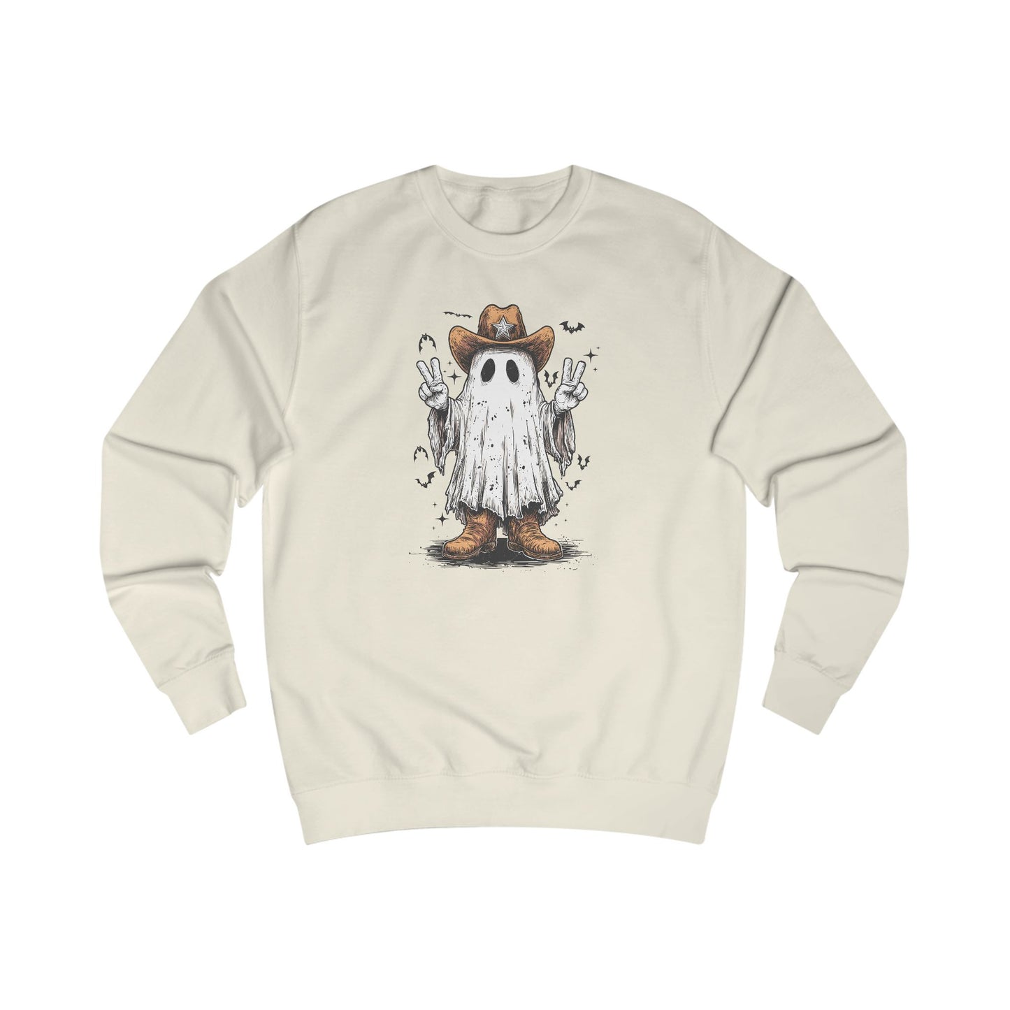 Ghostly Peace Cowboy Unisex Sweatshirt, Halloween Attire, Cozy Fall Fashion