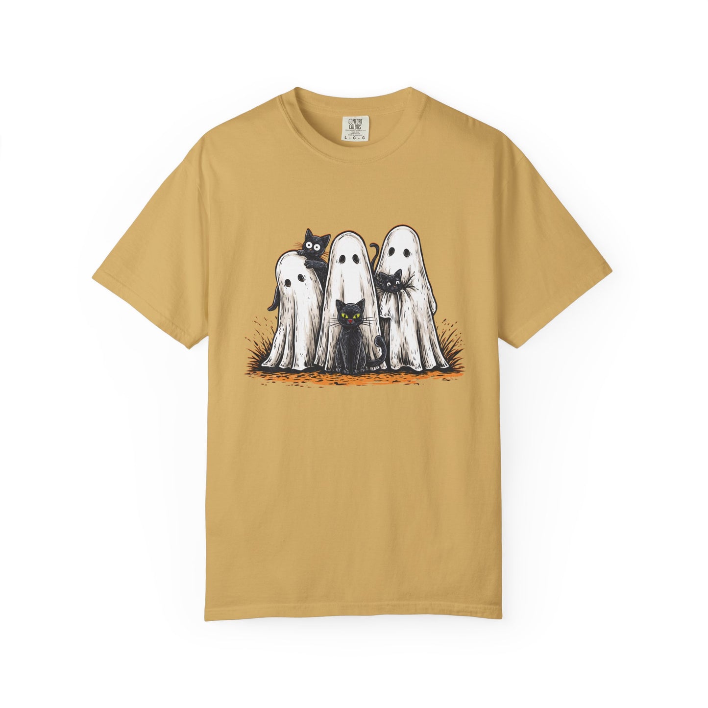 Cute Ghostly Friends T-Shirt - Vintage Style Graphic Halloween Tee