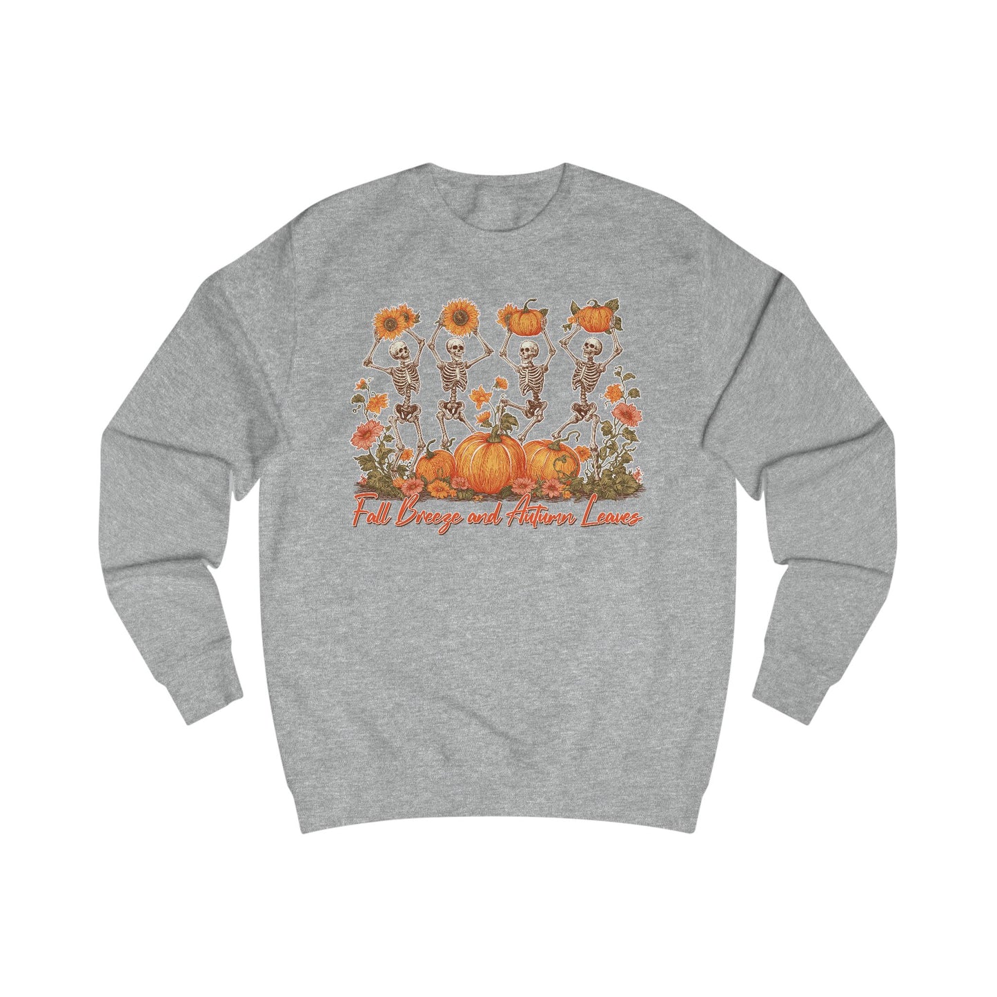 Fall Pumpkins and Skeleton Unisex Sweatshirt, Cozy Autumn Apparel, Halloween/Thanksgiving Gift