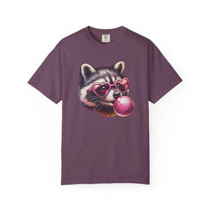 Cute Bubblegum Raccoon with Heart Sunglasses T-shirt