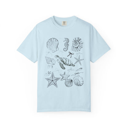 Beach Seashell Graphic T-shirt, Unisex Summer Tee, Ocean Vibes Shirt, Seashell Lover Gift, Casual Beachwear, Sea Life T-Shirt