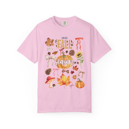 Fall Season Unisex Garment-Dyed T-Shirt, Autumn Apparel, Seasonal Fashion, Cozy Gift, Thanksgiving Tee, Pumpkin Design