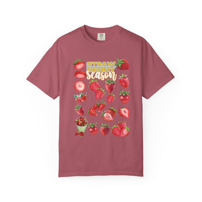 Strawberry Season T-Shirt, Summer Tee, Fruit Lover Gift, Unisex Casual Wear, Fun Graphic Shirt, Cute Outfit Idea