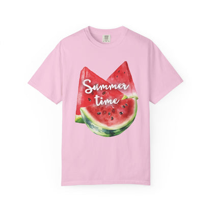 Summer Time Watermelon T-Shirt, Vacation Wear, Unisex Casual Tee, Beach Day Outfit, Gifts for Summer Lovers