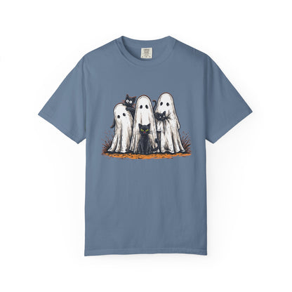 Cute Ghostly Friends T-Shirt - Vintage Style Graphic Halloween Tee