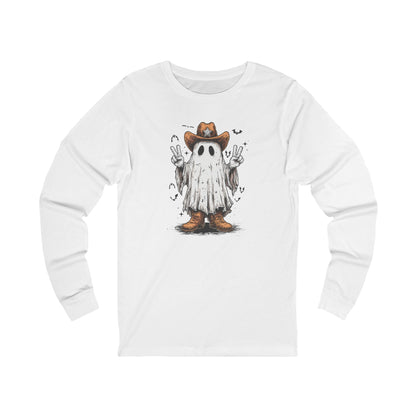 Spooky Cowboy Peace Ghost Long Sleeve Tee - Halloween long sleeve tee Unisex Shirt