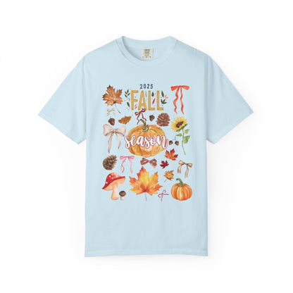 Fall Season Unisex Garment-Dyed T-Shirt, Autumn Apparel, Seasonal Fashion, Cozy Gift, Thanksgiving Tee, Pumpkin Design