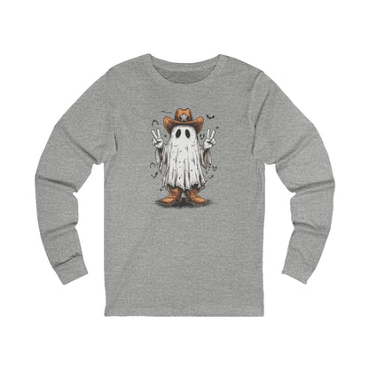Spooky Cowboy Peace Ghost Long Sleeve Tee - Halloween long sleeve tee Unisex Shirt