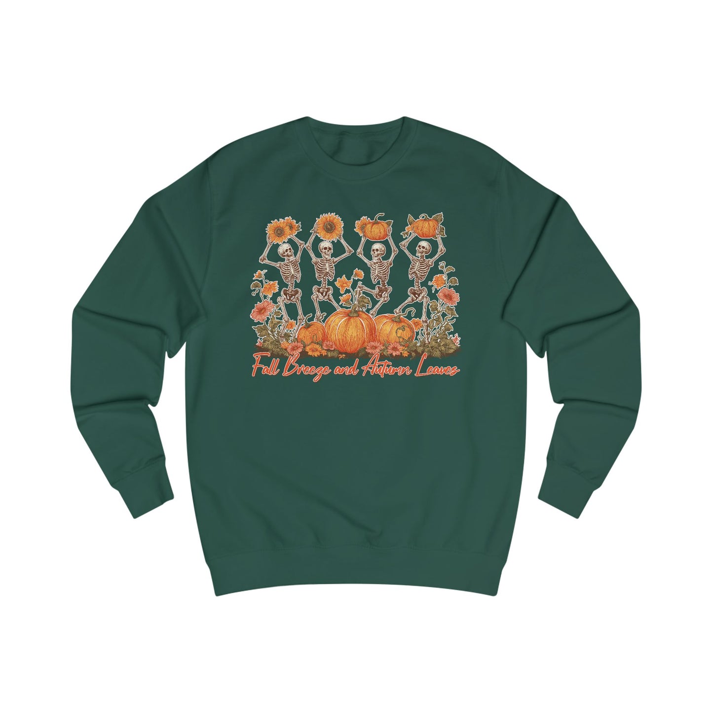 Fall Pumpkins and Skeleton Unisex Sweatshirt, Cozy Autumn Apparel, Halloween/Thanksgiving Gift