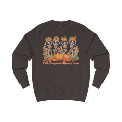 Fall Pumpkins and Skeleton Unisex Sweatshirt, Cozy Autumn Apparel, Halloween/Thanksgiving Gift