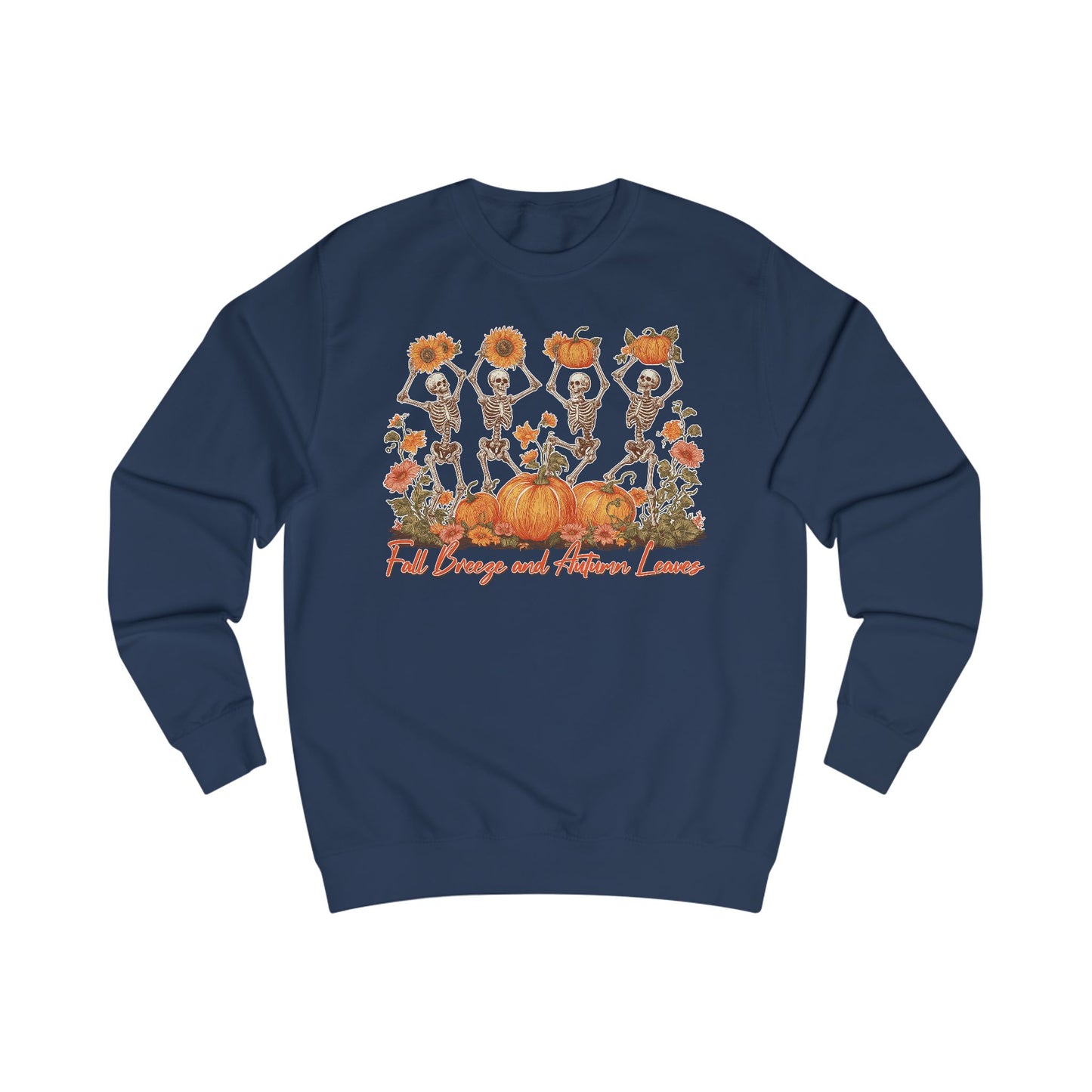 Fall Pumpkins and Skeleton Unisex Sweatshirt, Cozy Autumn Apparel, Halloween/Thanksgiving Gift