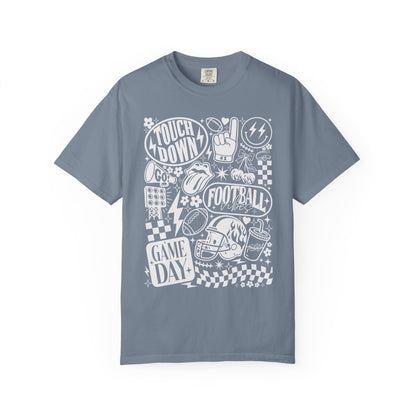 Football Season Tee Touchdown Unique Graphic Garment-Dyed 100% cotton T-Shirt