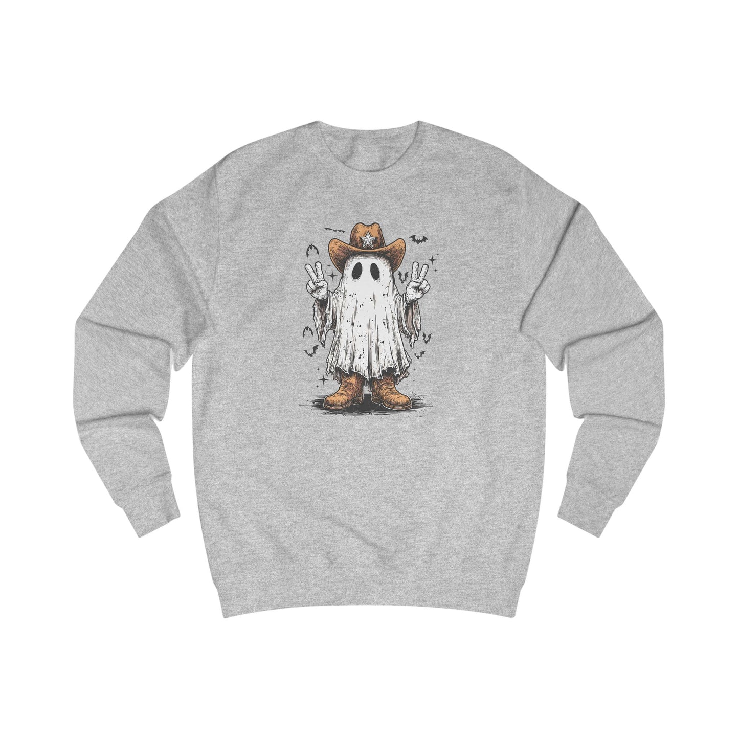 Ghostly Peace Cowboy Unisex Sweatshirt, Halloween Attire, Cozy Fall Fashion